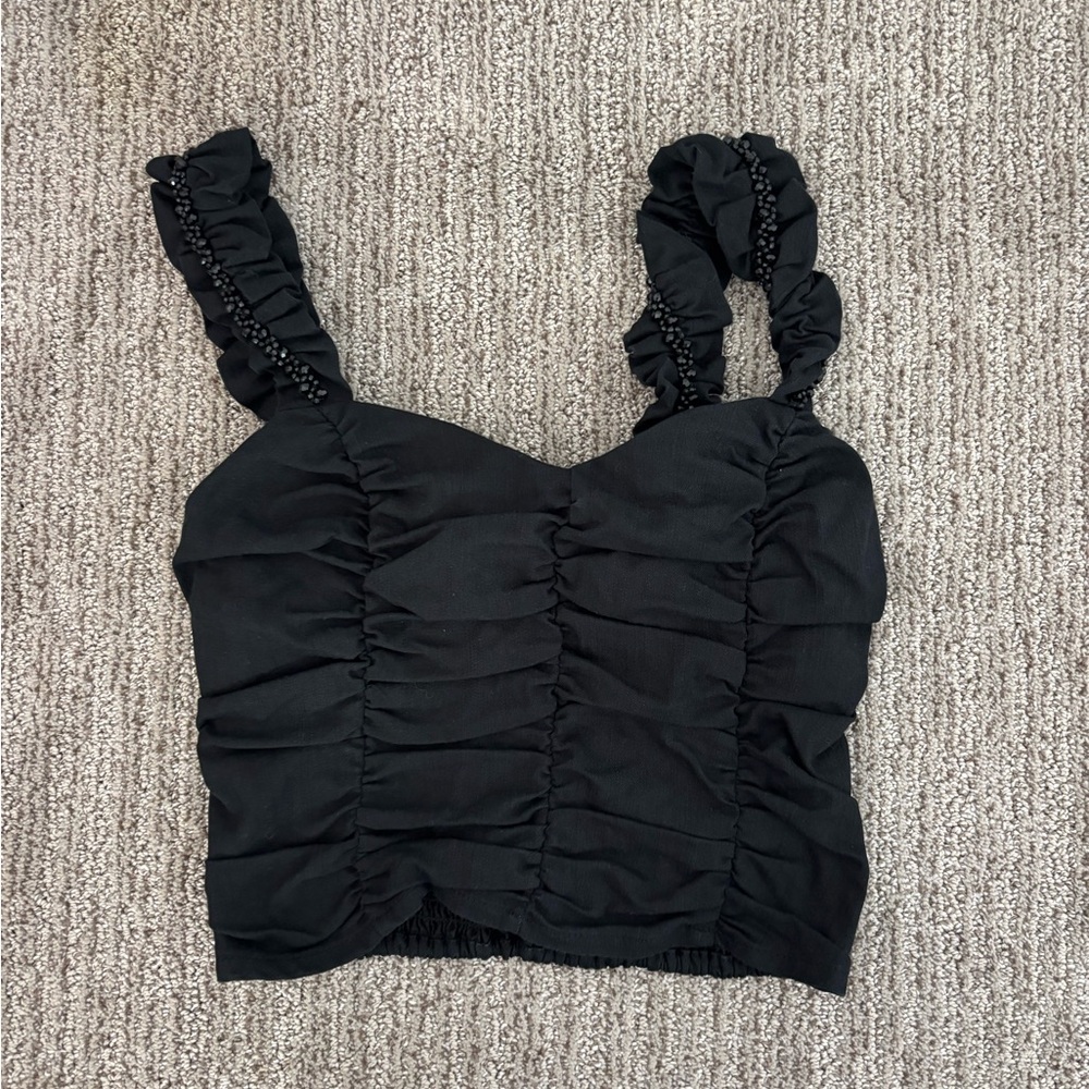 Forever 21 Black Ruched Crop Top